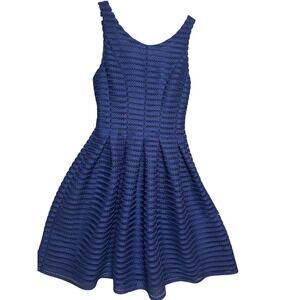 AQUA Navy Blue Lace Fit and Flare Dress Size S